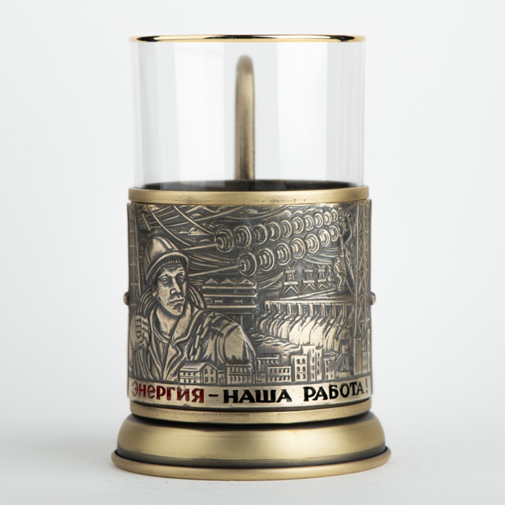 Подстаканник из латуни с эмалью «Энергетика»