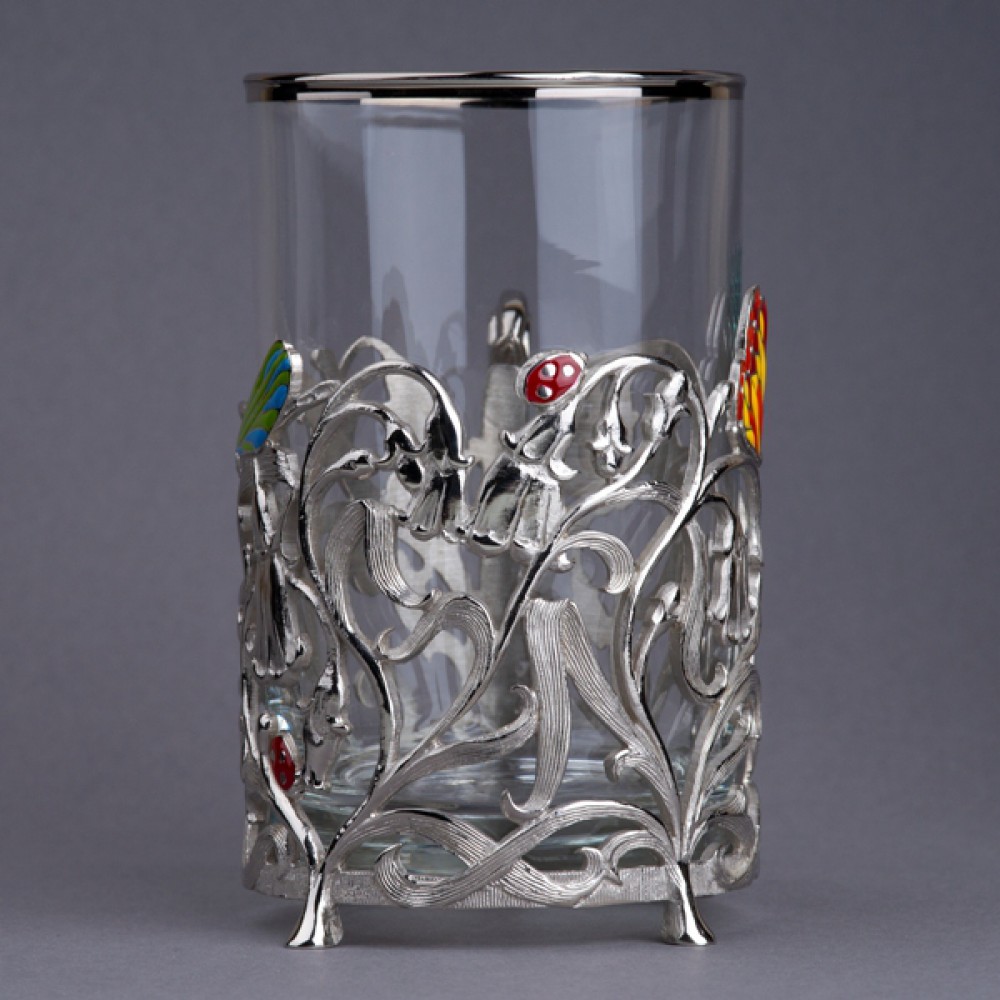 Подстаканник с эмалью и никелированием «Колокольчики»