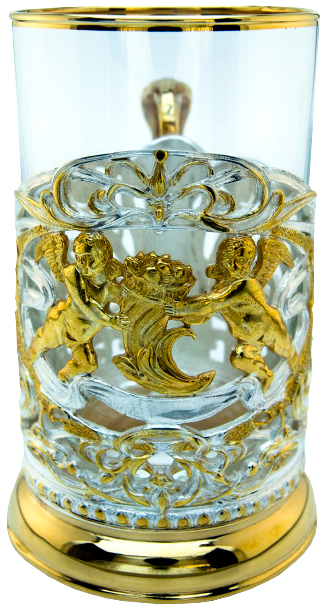 Подстаканник с золочением и серебрением «Рог изобилия»