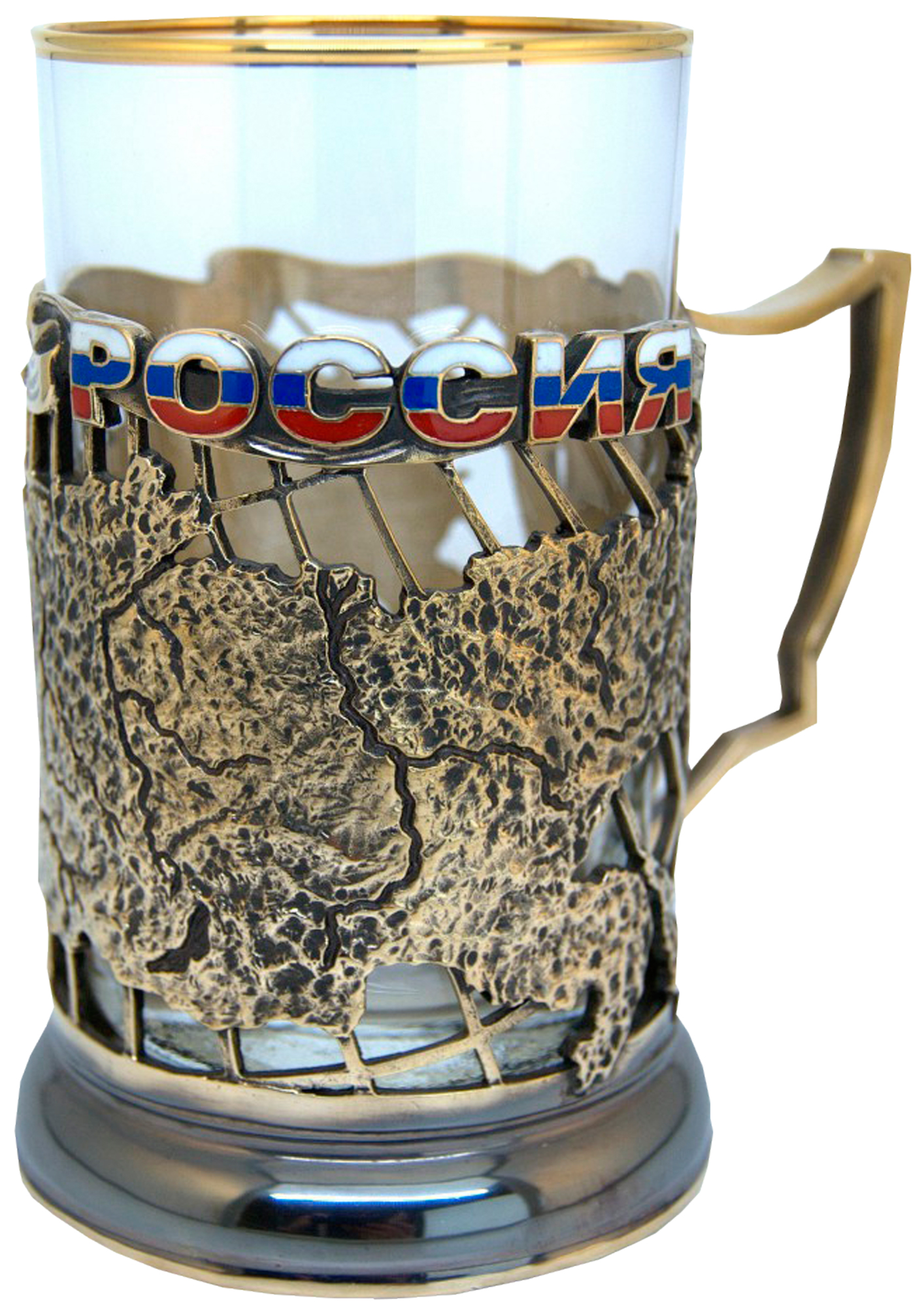 Подстаканник из латуни с эмалью «Россия»