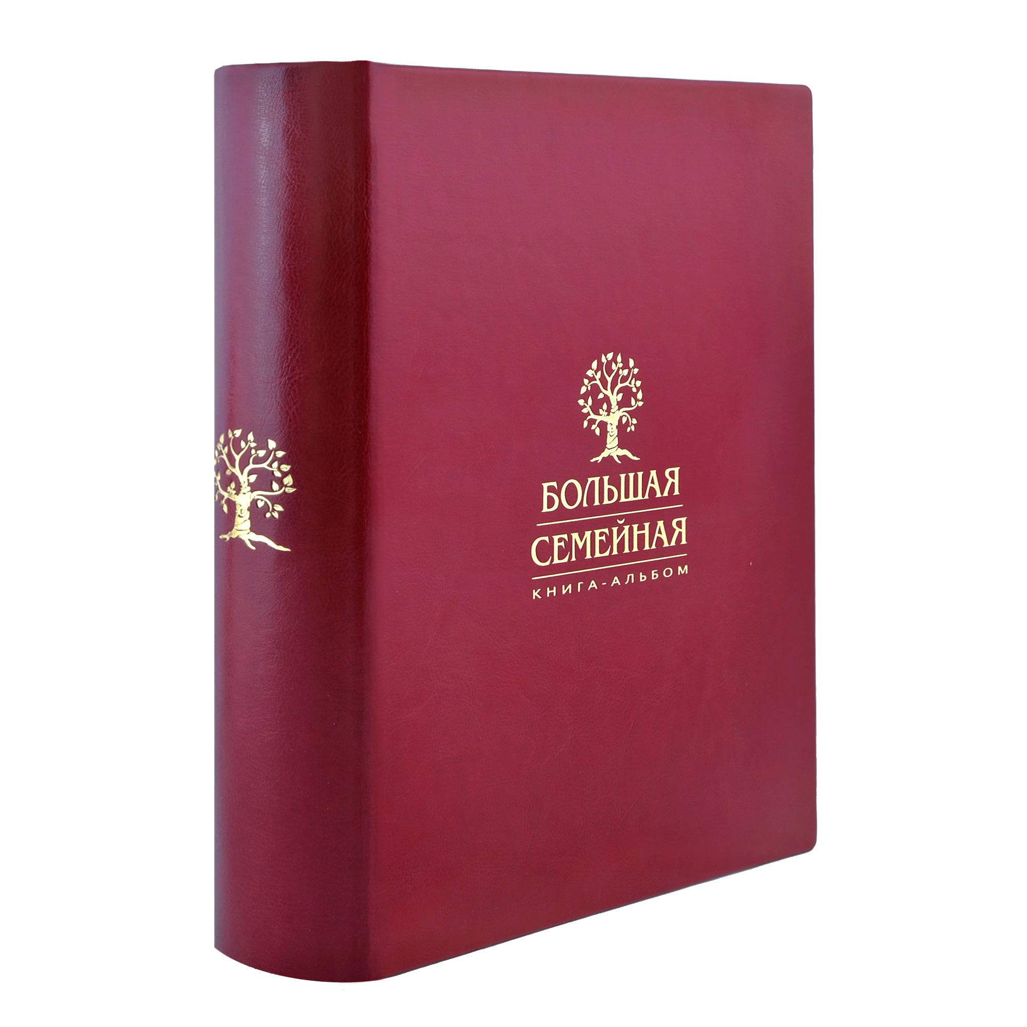 Большая семейная книга-альбом в переплете из экокожи с тиснением