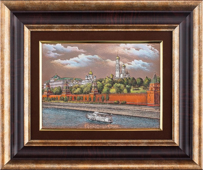 Гравюра на металле «Вид на набережную. Москва»