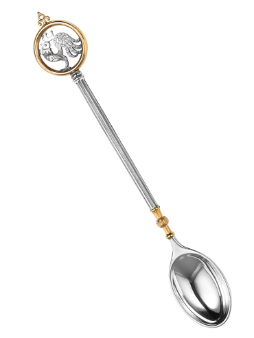 Чайная ложка из серебра 925 пробы «Петух»