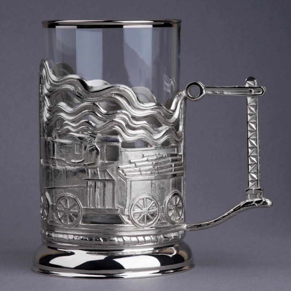 Подстаканник из латуни с никелированием «Паровозы»