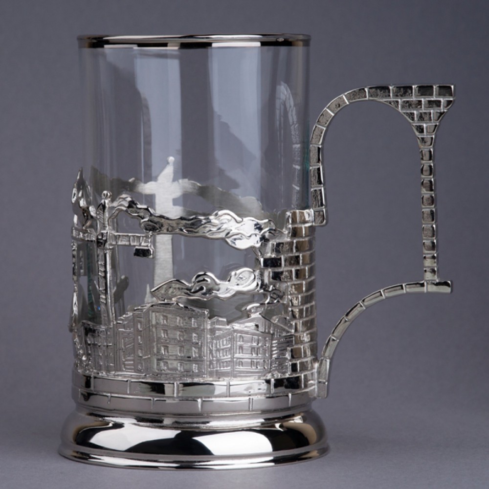 Подстаканник из латуни с никелированием «Строители»