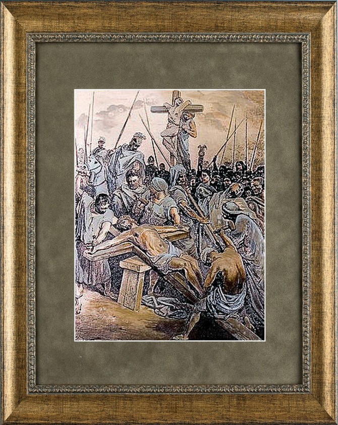 Гравюра на металле «Пригвождение к кресту»