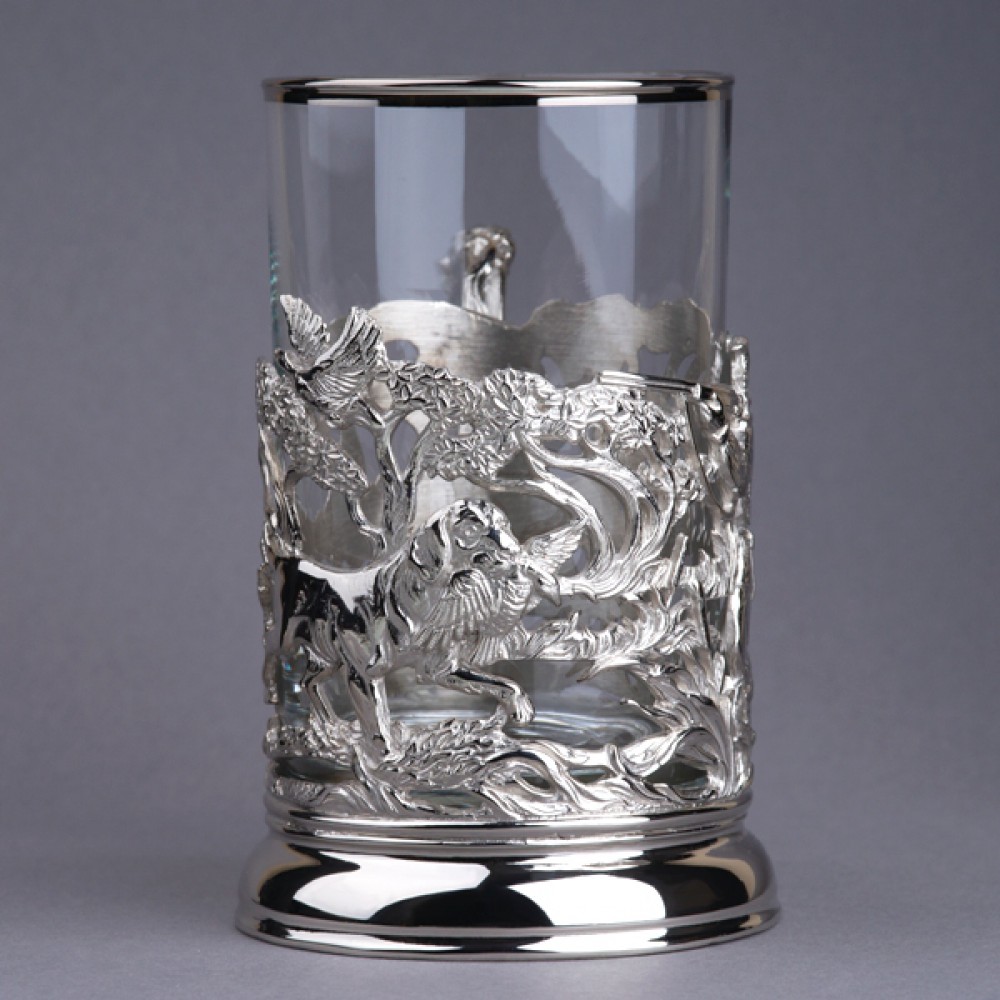 Подстаканник с никелированием «Охота на уток»