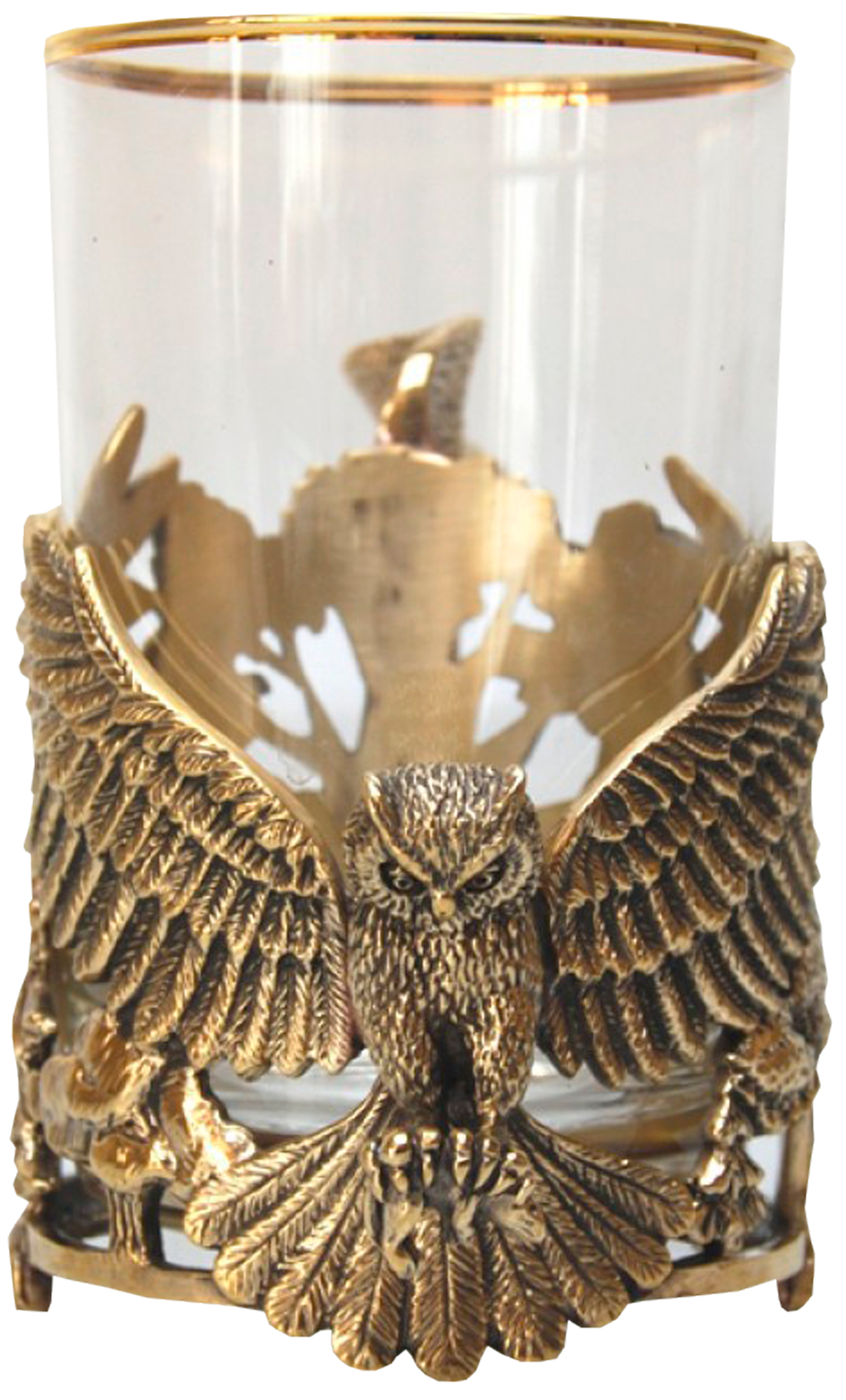 Подстаканник из латуни в подарок «Сова»