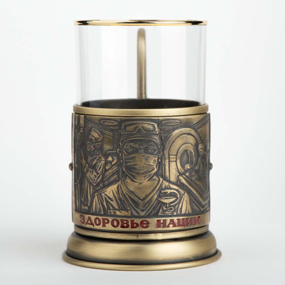 Подстаканник из латуни с эмалью «Медицина»