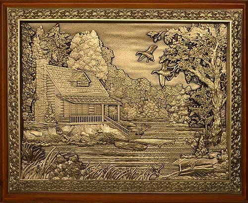 Подарочная деревянная ключница «Домик охотника»