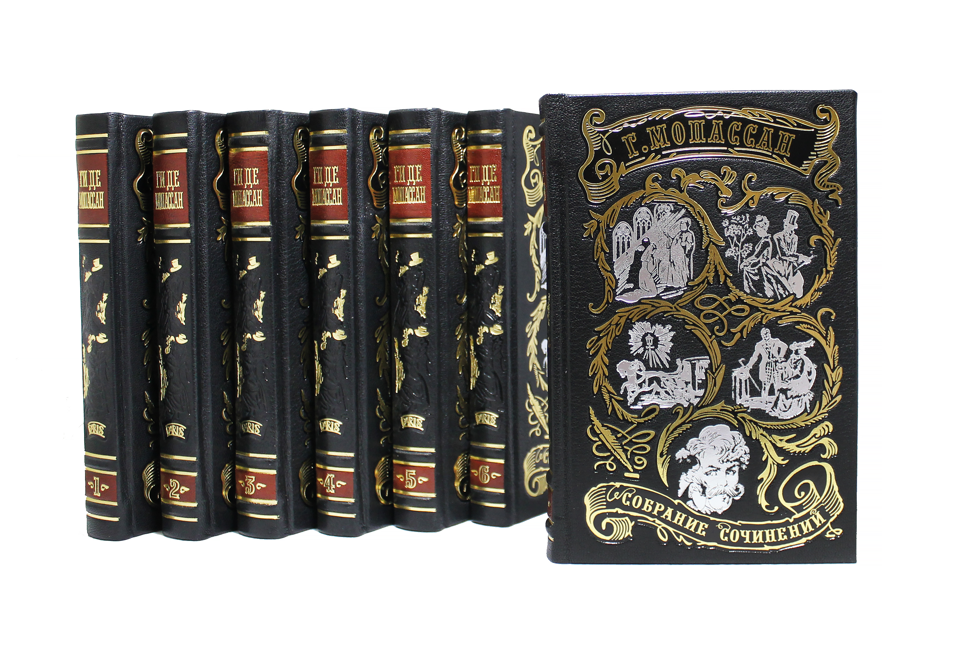 Собрание сочинений Ги Де Мопассан в 7 томах в кожаном переплете с тиснением