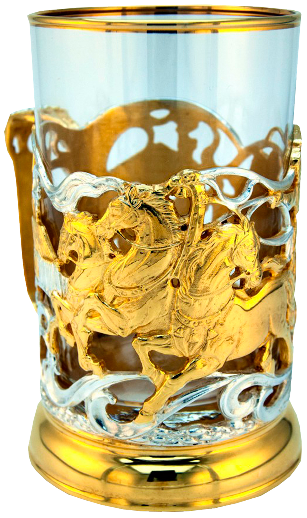 Подстаканник с серебрением и золочением «Тройка»