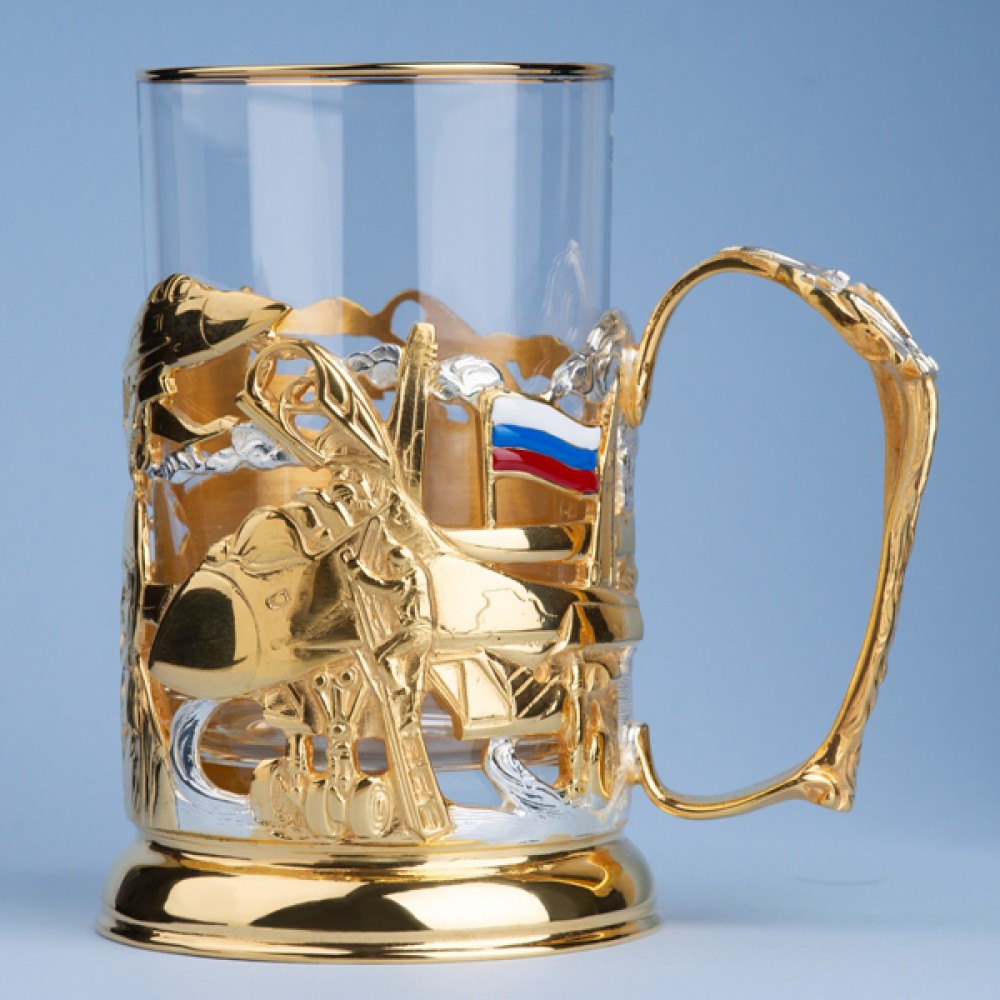 Подстаканник с золочением и эмалью «ВКС»