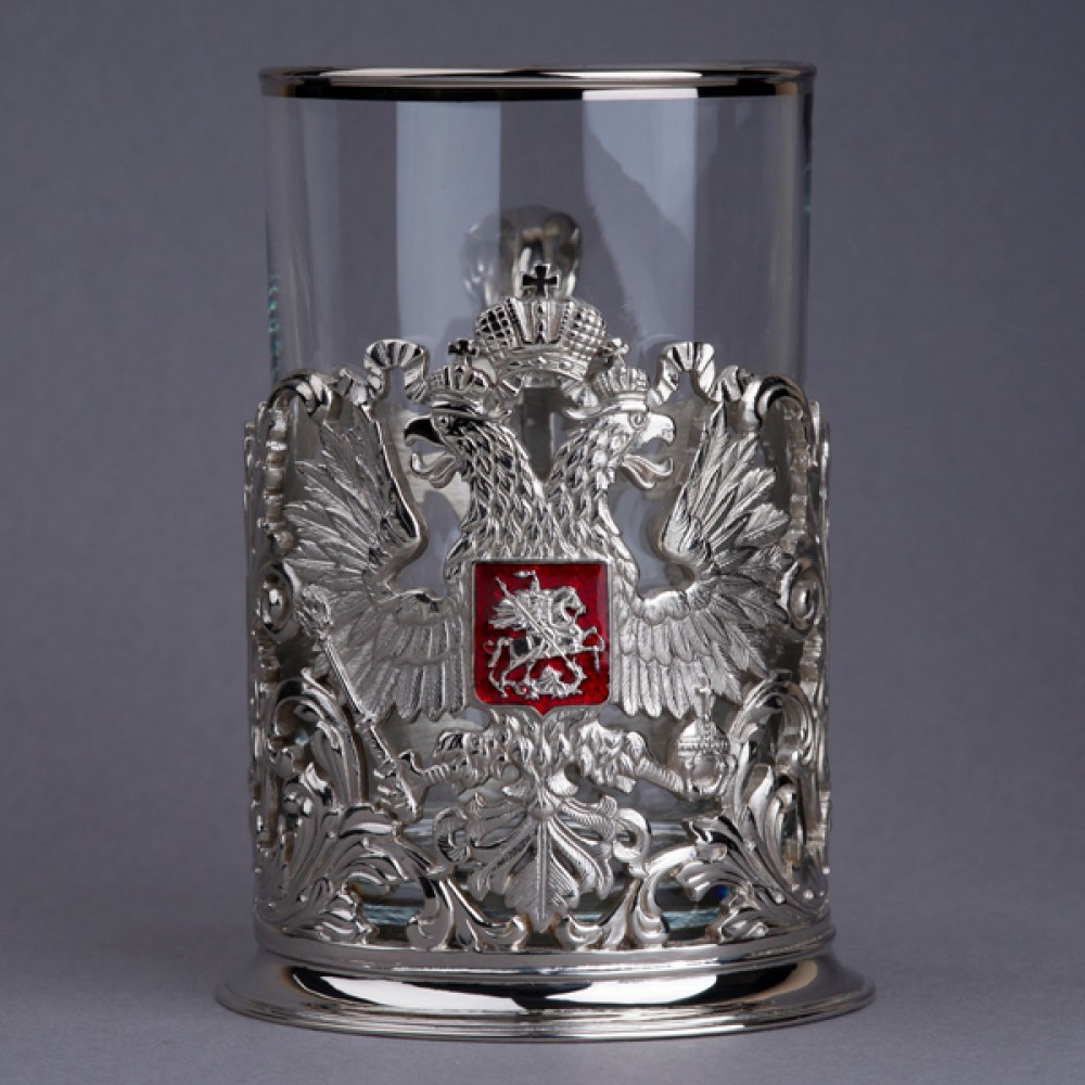 Подстаканник с никелированием «Герб орнаментальный»