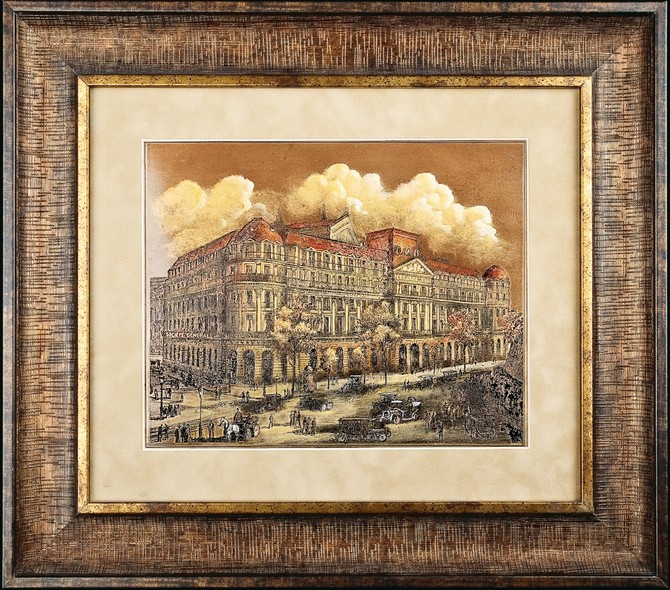 Гравюра на металле «Банк Сосьете Женераль. Париж. 19 век»