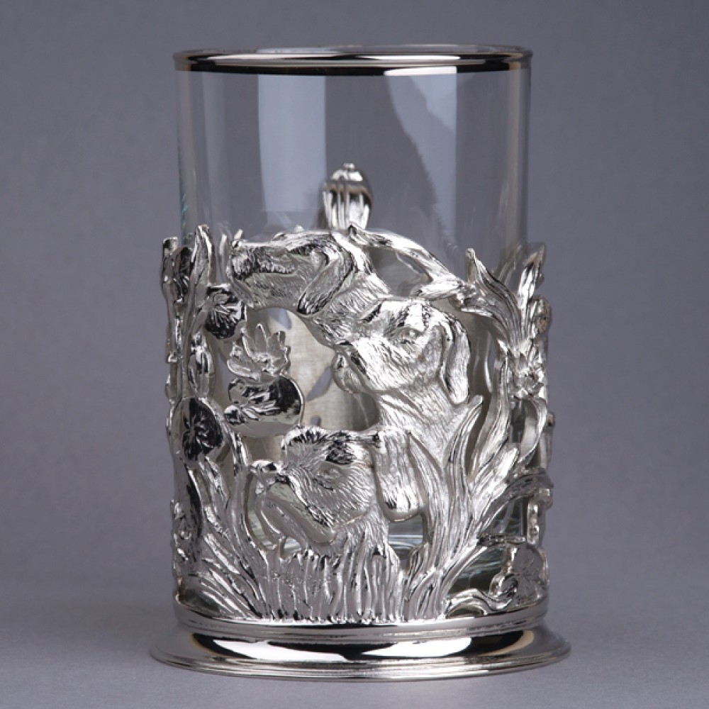 Подстаканник с никелированием «Охота в камышах»