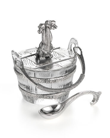 Икорница из хрусталя и серебра 925 пробы «Змей Горыныч»