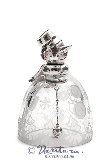 Серебряный колокольчик «Хрустальный снеговик»