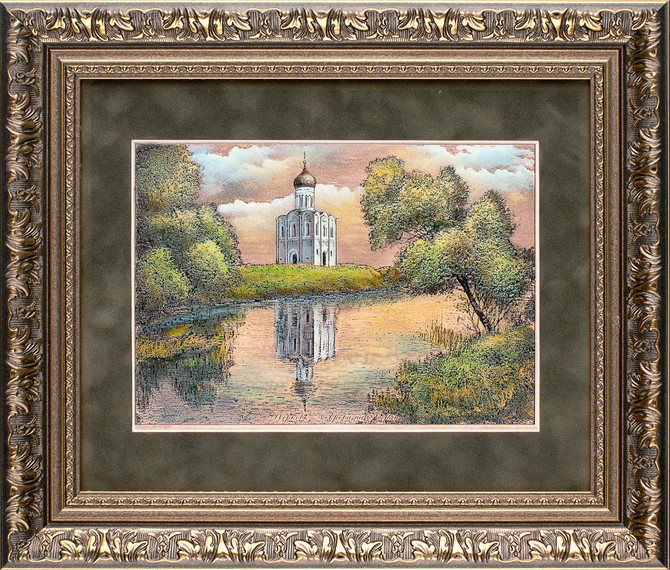 Гравюра на металле «Церковь Покрова на Нерли. Владимир»