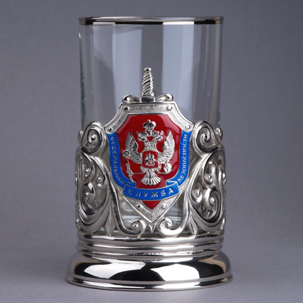 Подстаканник с никелированием и эмалью «ФСБ»
