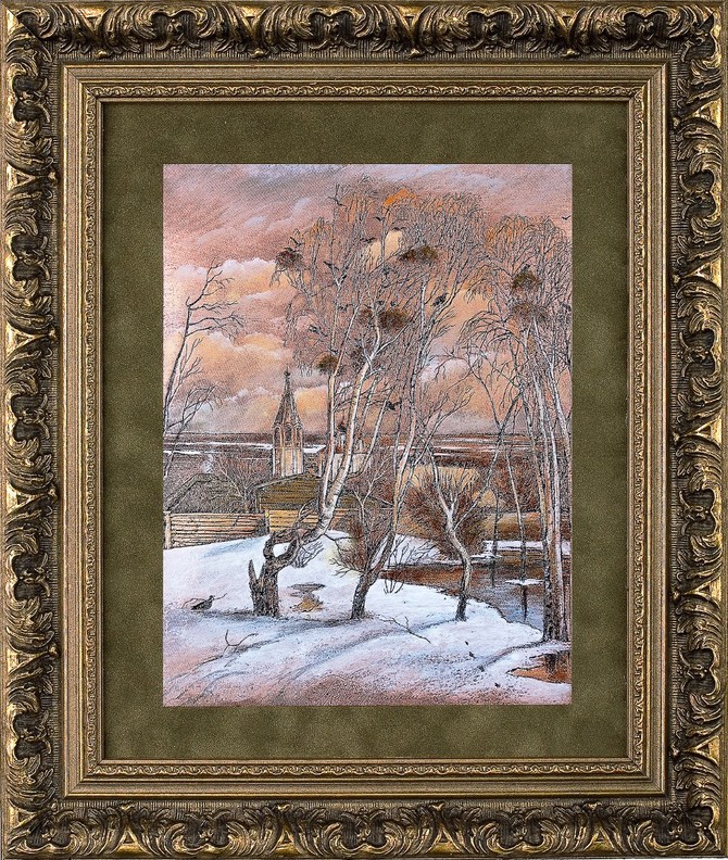 Гравюра на металле «Грачи прилетели»