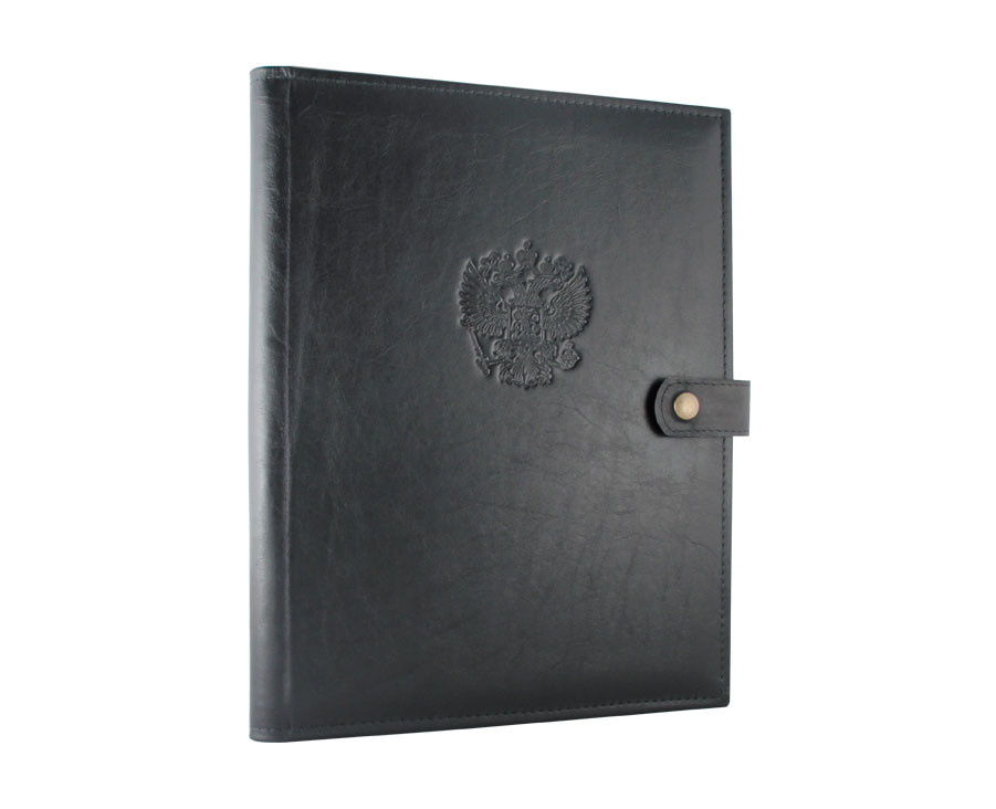 Папка для бумаг с блинтовым тиснением Герб России с клапанами и карманами