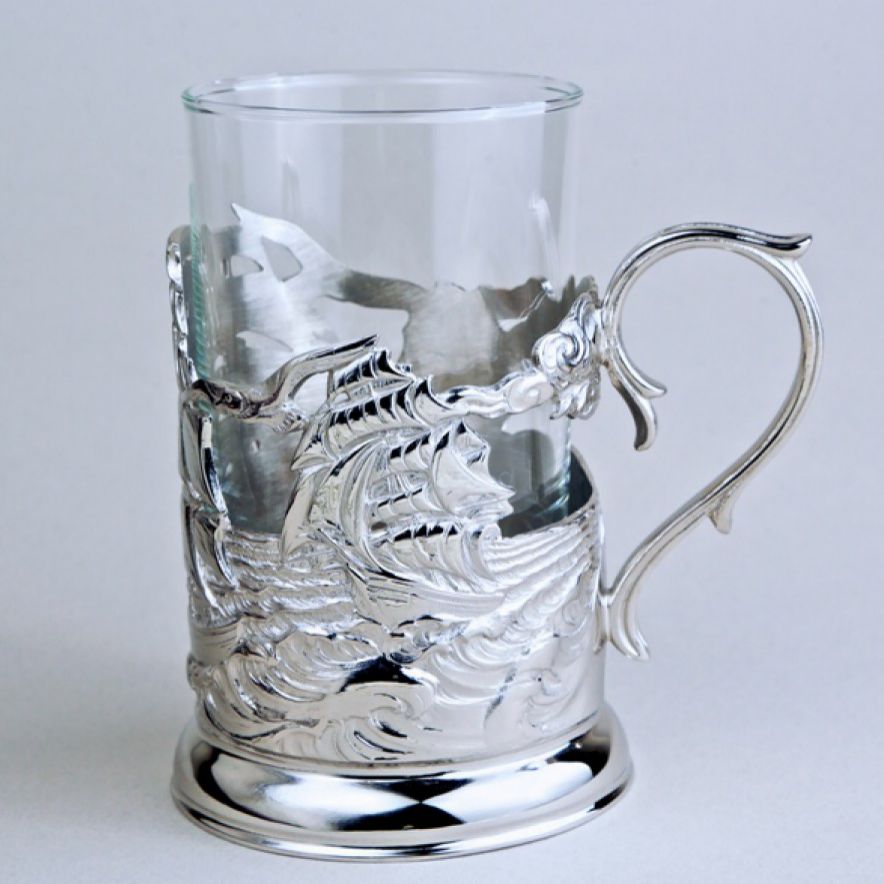 Подстаканник из латуни с никелированием «Парусник»