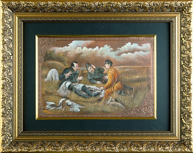 Гравюра на металле «Охотники на привале»