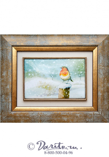 Панно подарочное «Зарянка в начале зимы»