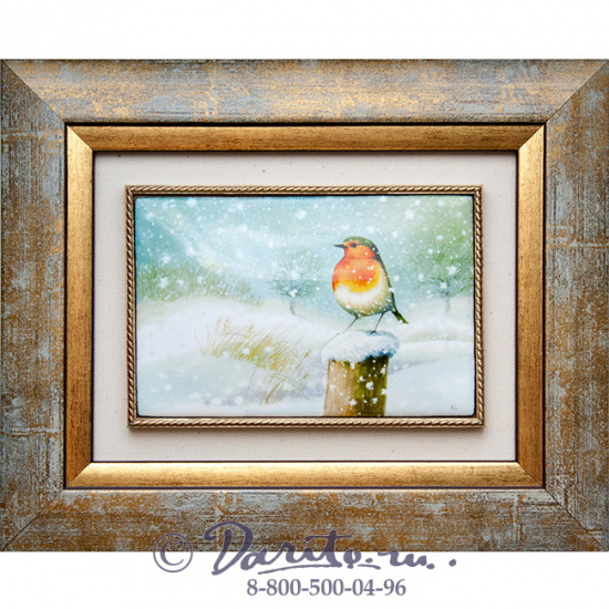 Панно подарочное «Зарянка в начале зимы»