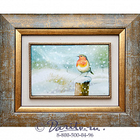 Панно подарочное «Зарянка в начале зимы»