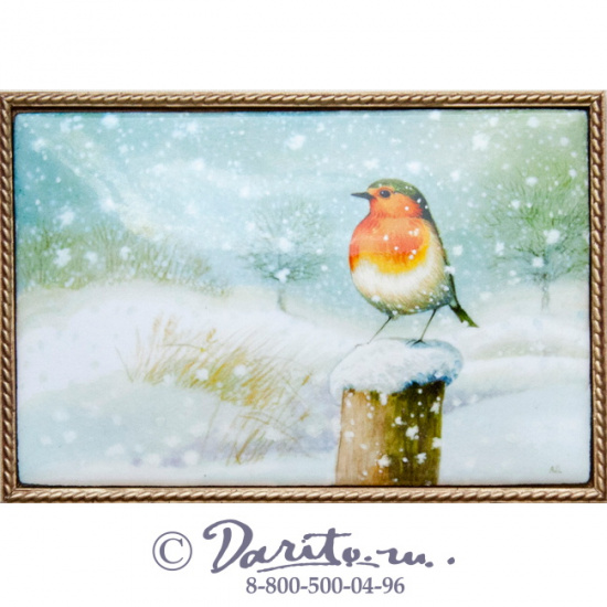 Панно подарочное «Зарянка в начале зимы»