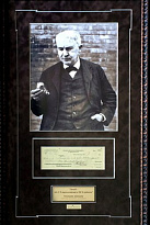 Панно с подлинным автографом Т. Эдисона