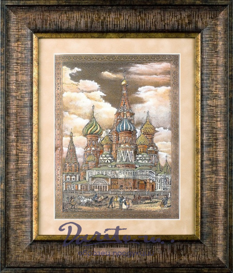 Гравюра на металле «Храм Василия Блаженного. Москва, 19 век»