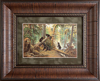 Гравюра на металле «Медведи в сосновом бору»