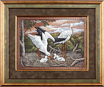 Гравюра на металле «Аисты символ семьи»