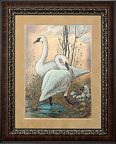 Гравюра на металле «Лебеди»