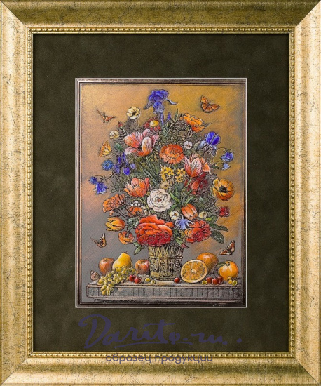 Гравюра на металле «Фрукты и цветы»