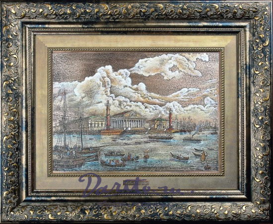 Гравюра на металле «Стрелка Васильевского острова. 19 век»