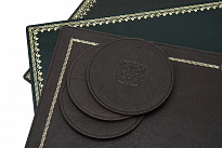 Бювар-накладка из кожи А3 с орнаментом и подставка 3 шт.