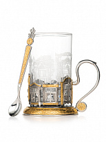 Подстаканник со стаканом и ложечкой «Узорчатые окна»