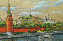 Гравюра на металле «Вид на набережную Кремля»