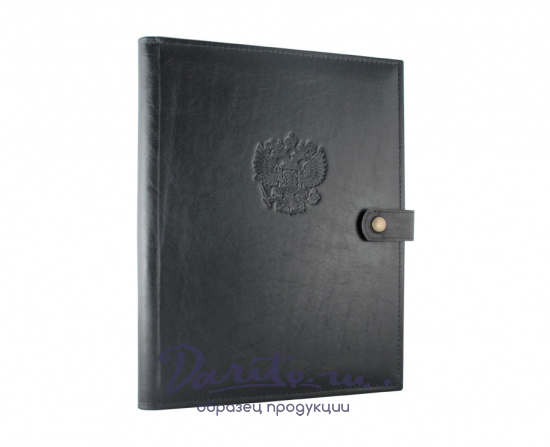 Папка для бумаг с блинтовым тиснением Герб России с клапанами и карманами