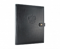 Папка для бумаг с блинтовым тиснением Герб России с клапанами и карманами