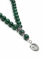 Мусульманские четки с хризопразом и серебром 925 пробы