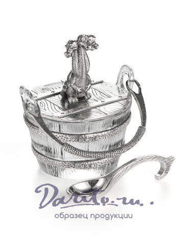 Икорница из хрусталя и серебра 925 пробы «Змей Горыныч»
