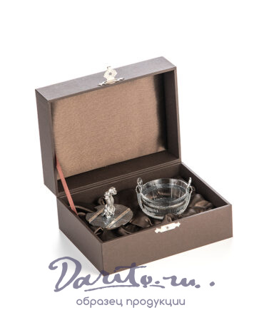 Икорница из хрусталя и серебра 925 пробы «Змей Горыныч»