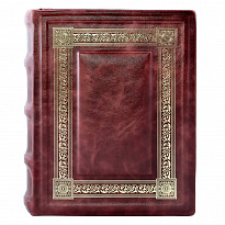 Фотоальбом Классика в кожаном переплете с золотым тиснением в цвете бордо