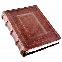 Фотоальбом Классика в кожаном переплете слепое тиснение в цвете светло-коричневый