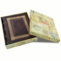 Фотоальбом Классика в кожаном исполнении с золотым тиснением в цвете темно-коричневый